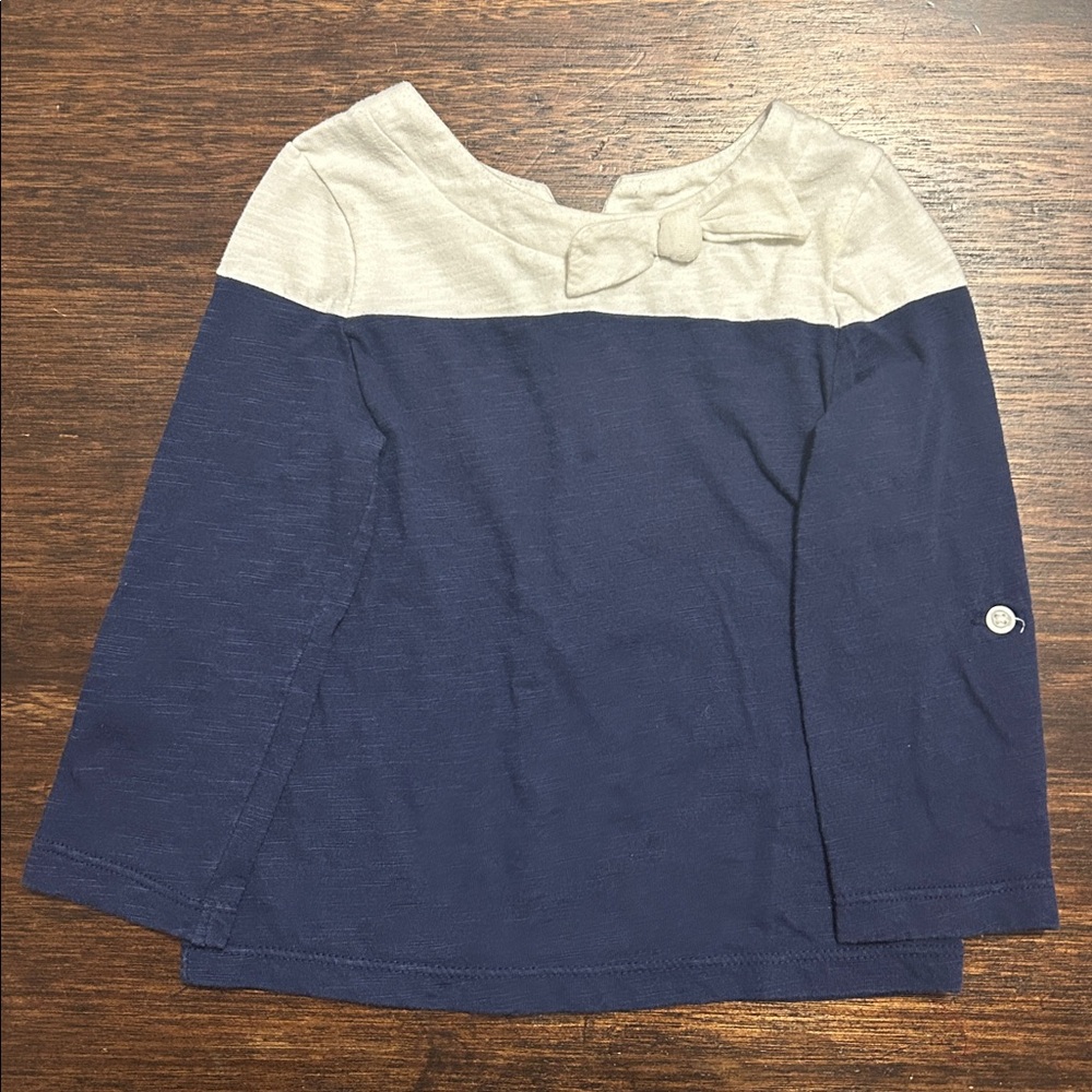 Cherokee White and Navy Top with Bow